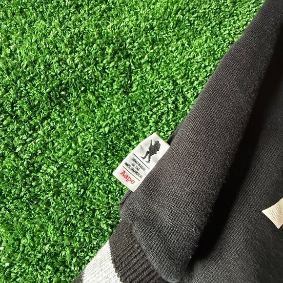 Aape by Bape Stripe and Stars Button Up Varsity Jacket Sweater Hoodie Size L - Picture 16 of 16